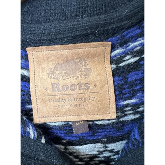 Roots Womens Wool Blend Zip Fair Isle Bird Cardigan Size M Timeless Outdoor Cozy - Picture 4 of 10